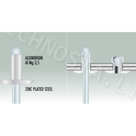 Kniedės nerūdijančio plieno su padidinta 16mm galva d=4,8mm | Tvirtinimo detalės Kniedės nerūdijančio plieno su padidinta 16mm galva d=4,8mm | Technosta - tvirtinimo detalės